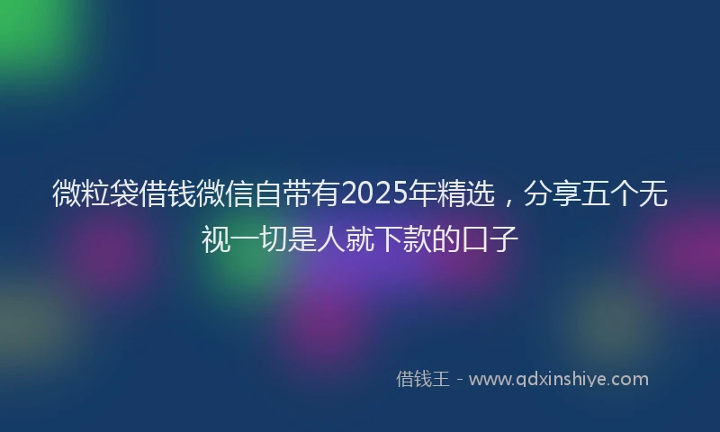 微粒袋借钱微信自带有2025年精选，分享五个无视一切是人就下款的口子