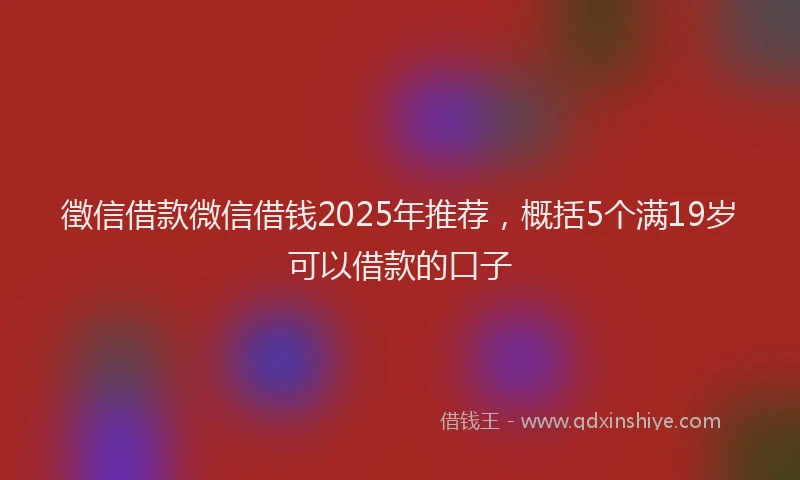 徵信借款微信借钱2025年推荐，概括5个满19岁可以借款的口子