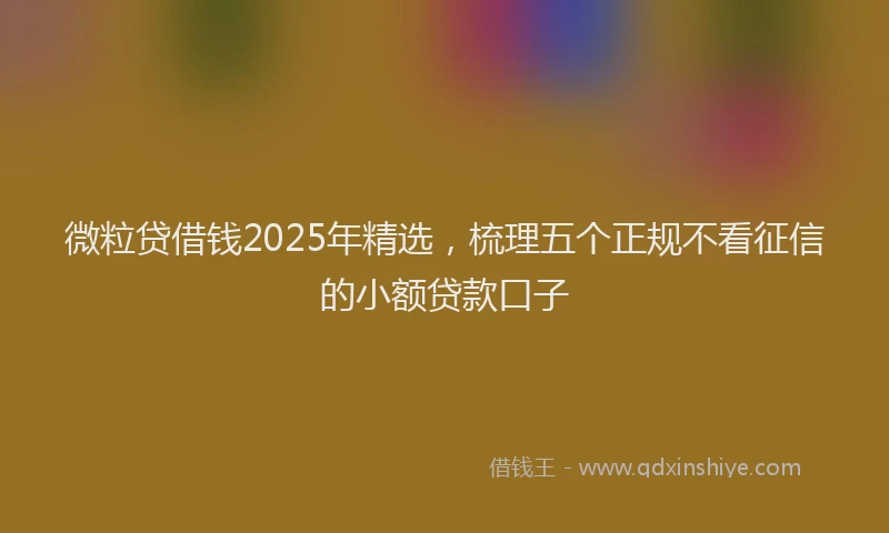 微粒贷借钱2025年精选，梳理五个正规不看征信的小额贷款口子