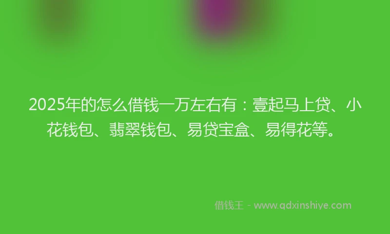 2025年的怎么借钱一万左右有：壹起马上贷、小花钱包、翡翠钱包、易贷宝盒、易得花等。