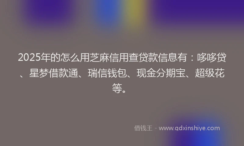 2025年的怎么用芝麻信用查贷款信息有：哆哆贷、星梦借款通、瑞信钱包、现金分期宝、超级花等。