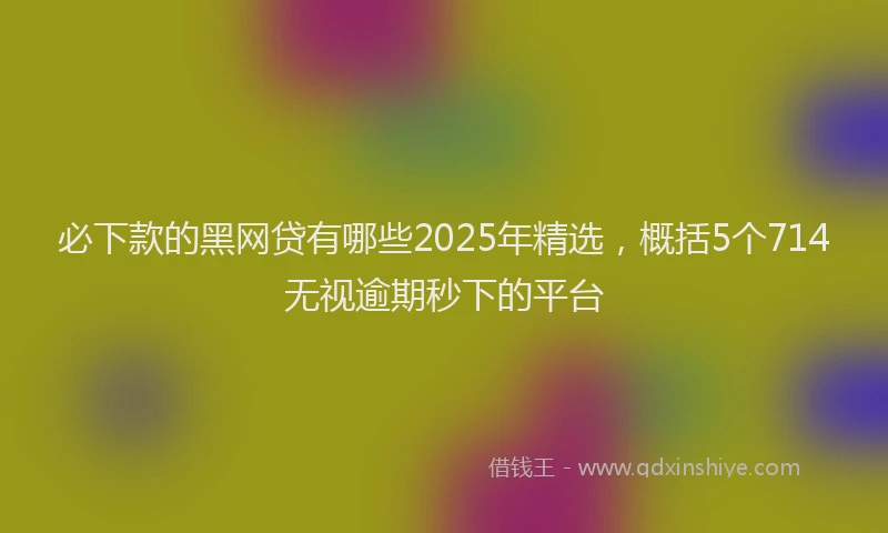 必下款的黑网贷有哪些2025年精选，概括5个714无视逾期秒下的平台
