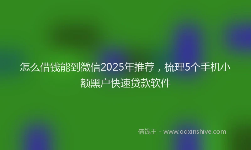 怎么借钱能到微信2025年推荐，梳理5个手机小额黑户快速贷款软件
