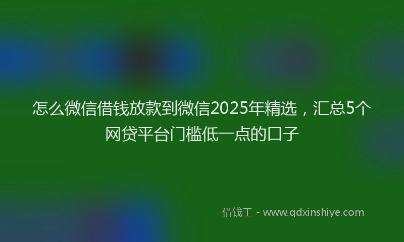 怎么微信借钱放款到微信2025年精选，汇总5个网贷平台门槛低一点的口子