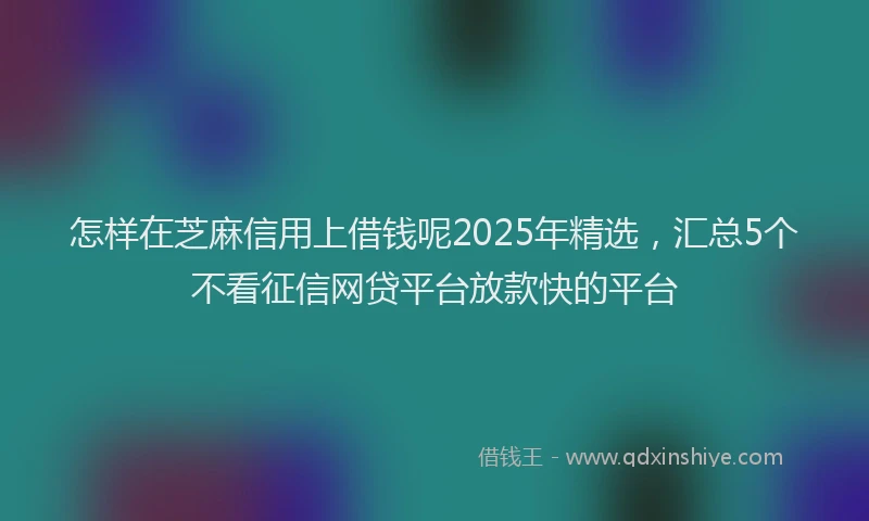 怎样在芝麻信用上借钱呢2025年精选，汇总5个不看征信网贷平台放款快的平台