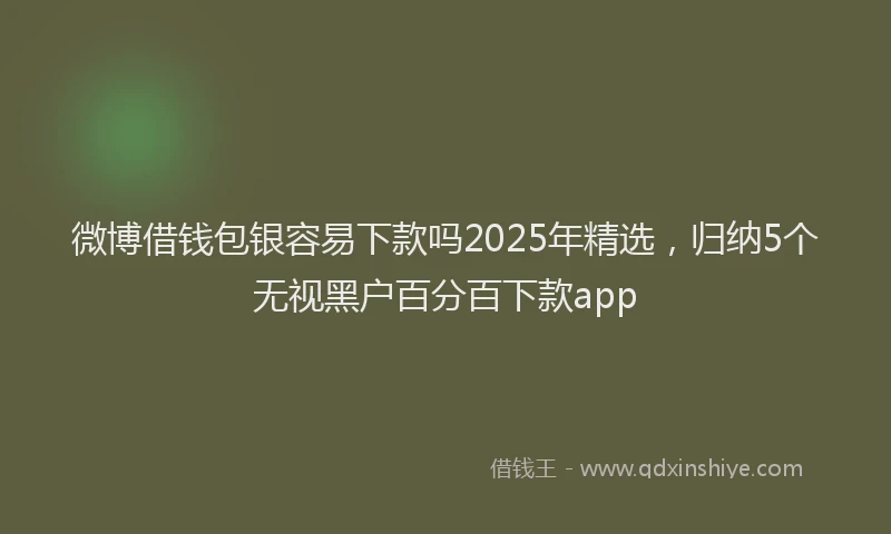 微博借钱包银容易下款吗2025年精选，归纳5个无视黑户百分百下款app