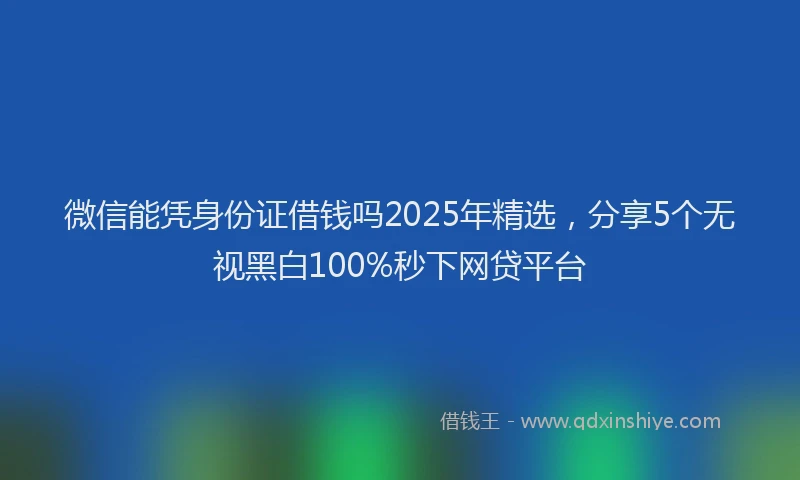 微信能凭身份证借钱吗2025年精选，分享5个无视黑白100%秒下网贷平台