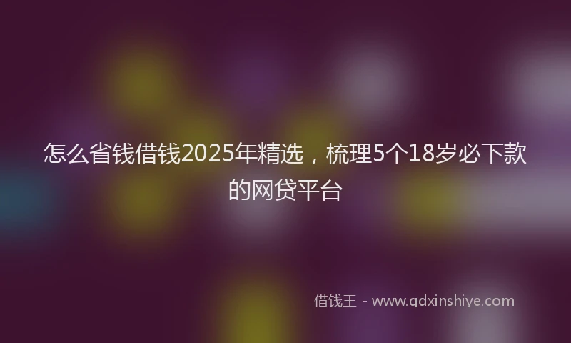 怎么省钱借钱2025年精选，梳理5个18岁必下款的网贷平台