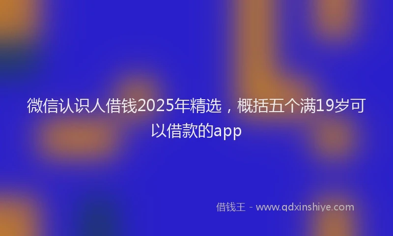 微信认识人借钱2025年精选，概括五个满19岁可以借款的app