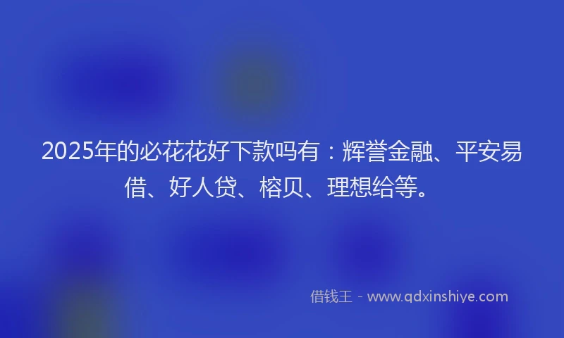 2025年的必花花好下款吗有：辉誉金融、平安易借、好人贷、榕贝、理想给等。