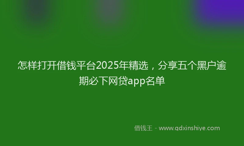 怎样打开借钱平台2025年精选，分享五个黑户逾期必下网贷app名单