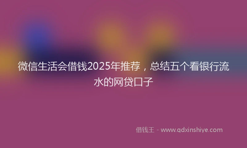 微信生活会借钱2025年推荐，总结五个看银行流水的网贷口子