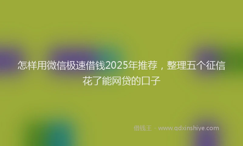 怎样用微信极速借钱2025年推荐，整理五个征信花了能网贷的口子