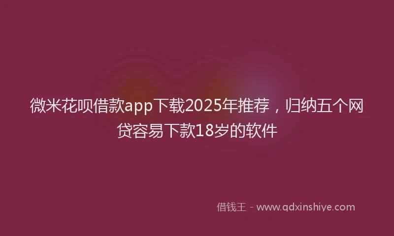 微米花呗借款app下载2025年推荐，归纳五个网贷容易下款18岁的软件