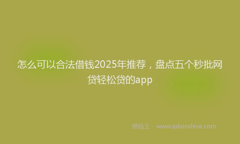 怎么可以合法借钱2025年推荐，盘点五个秒批网贷轻松贷的app