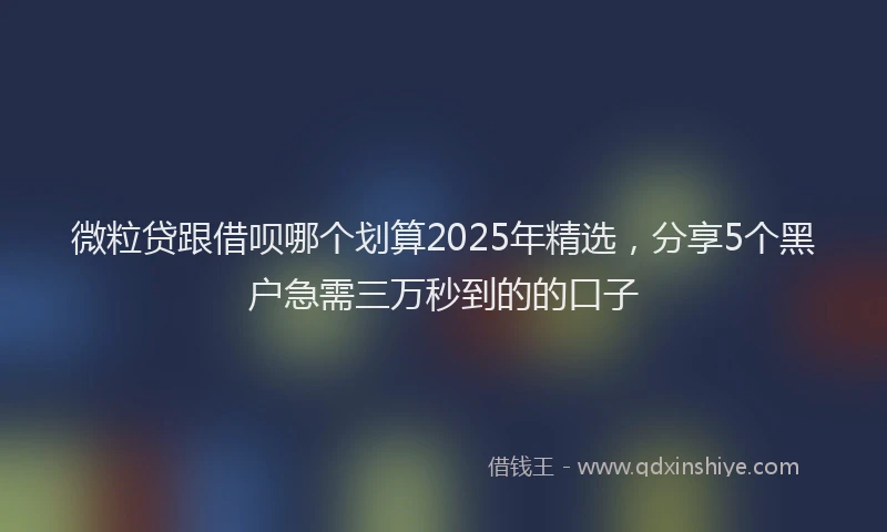 微粒贷跟借呗哪个划算2025年精选，分享5个黑户急需三万秒到的的口子
