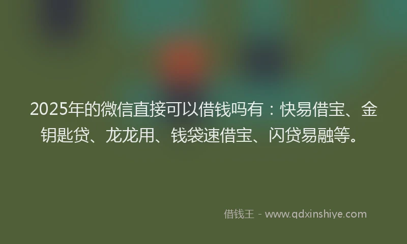 2025年的微信直接可以借钱吗有：快易借宝、金钥匙贷、龙龙用、钱袋速借宝、闪贷易融等。