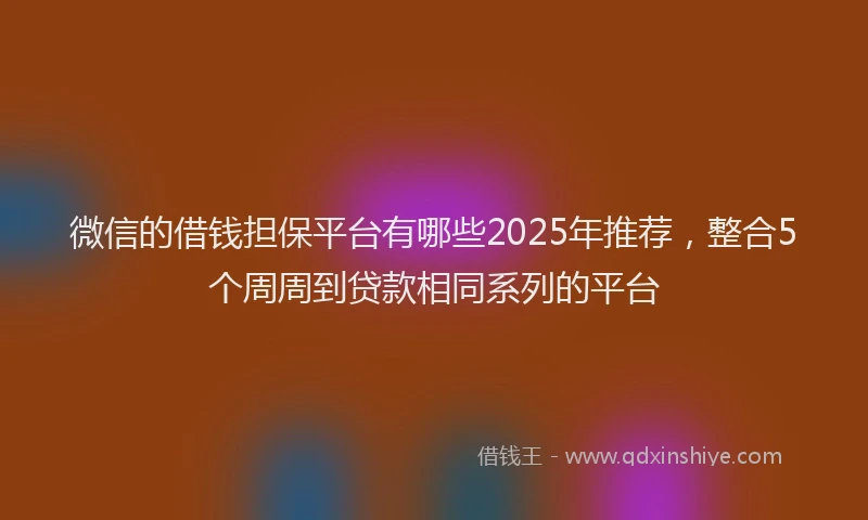 微信的借钱担保平台有哪些2025年推荐，整合5个周周到贷款相同系列的平台