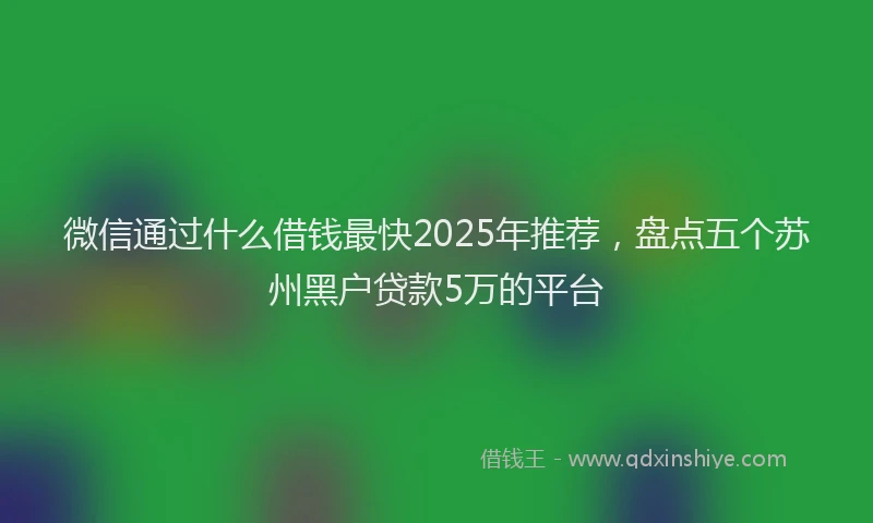 微信通过什么借钱最快2025年推荐，盘点五个苏州黑户贷款5万的平台