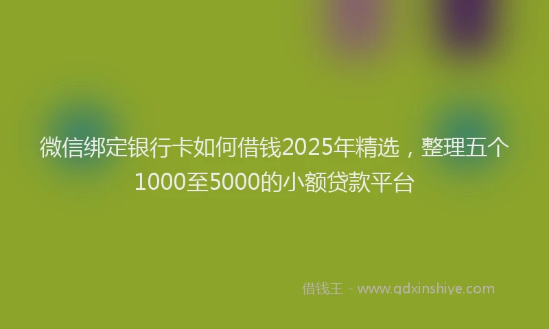 微信绑定银行卡如何借钱2025年精选，整理五个1000至5000的小额贷款平台