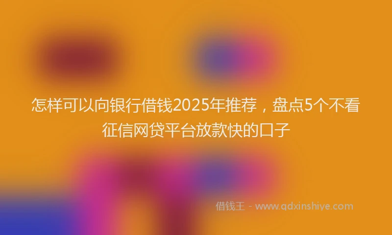 怎样可以向银行借钱2025年推荐，盘点5个不看征信网贷平台放款快的口子