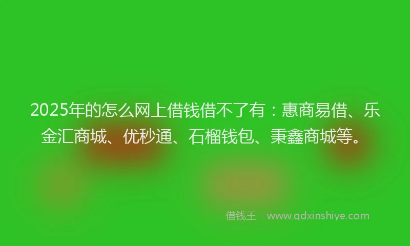 2025年的怎么网上借钱借不了有：惠商易借、乐金汇商城、优秒通、石榴钱包、秉鑫商城等。
