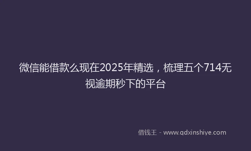 微信能借款么现在2025年精选，梳理五个714无视逾期秒下的平台