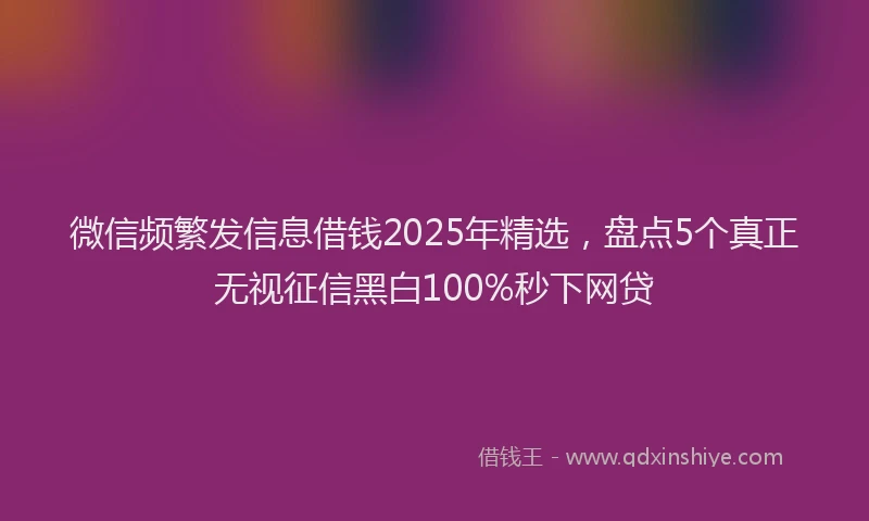 微信频繁发信息借钱2025年精选，盘点5个真正无视征信黑白100%秒下网贷