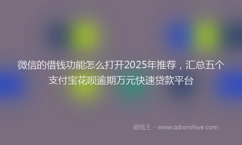 微信的借钱功能怎么打开2025年推荐，汇总五个支付宝花呗逾期万元快速贷款平台