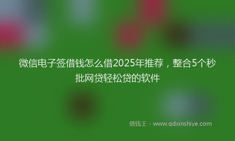 微信电子签借钱怎么借2025年推荐，整合5个秒批网贷轻松贷的软件