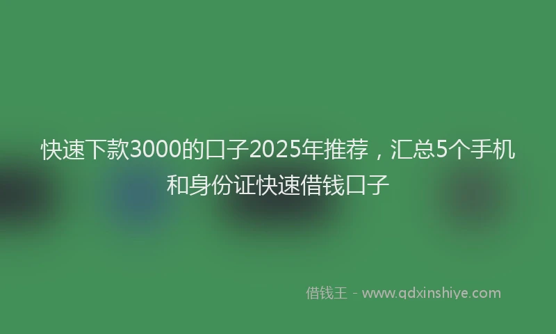 快速下款3000的口子2025年推荐，汇总5个手机和身份证快速借钱口子