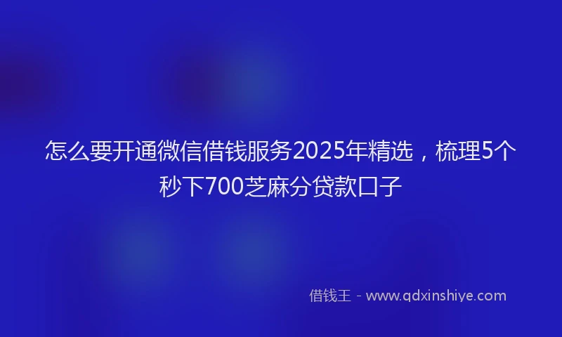 怎么要开通微信借钱服务2025年精选，梳理5个秒下700芝麻分贷款口子