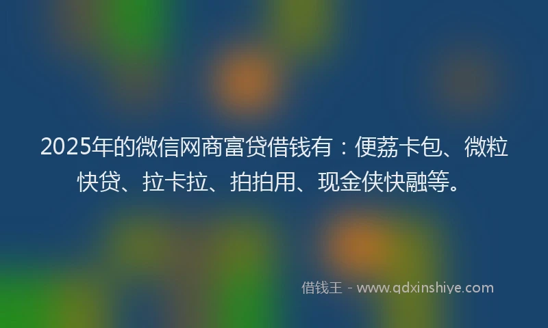 2025年的微信网商富贷借钱有：便荔卡包、微粒快贷、拉卡拉、拍拍用、现金侠快融等。