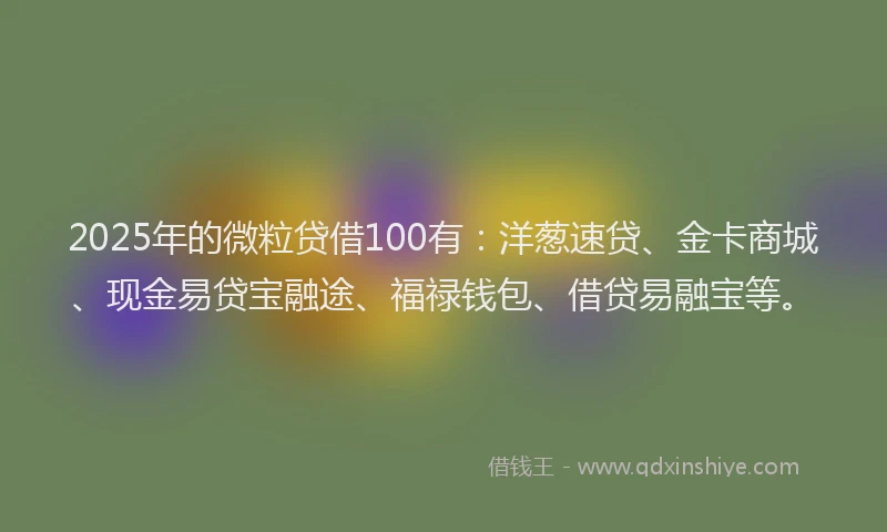 2025年的微粒贷借100有：洋葱速贷、金卡商城、现金易贷宝融途、福禄钱包、借贷易融宝等。