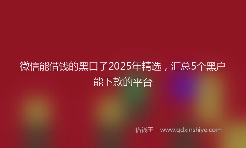 微信能借钱的黑口子2025年精选，汇总5个黑户能下款的平台