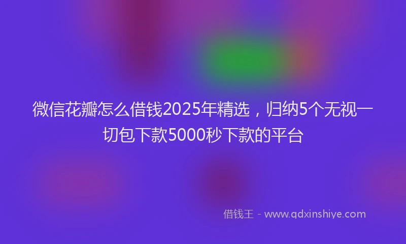 微信花瓣怎么借钱2025年精选，归纳5个无视一切包下款5000秒下款的平台