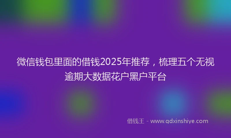 微信钱包里面的借钱2025年推荐，梳理五个无视逾期大数据花户黑户平台