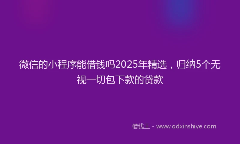 微信的小程序能借钱吗2025年精选，归纳5个无视一切包下款的贷款