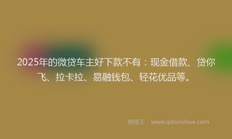 2025年的微贷车主好下款不有：现金借款、贷你飞、拉卡拉、易融钱包、轻花优品等。
