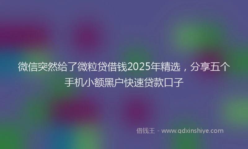 微信突然给了微粒贷借钱2025年精选，分享五个手机小额黑户快速贷款口子