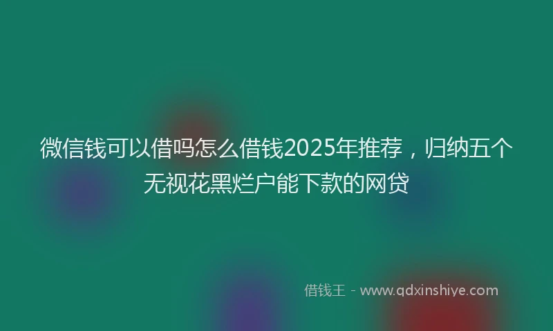 微信钱可以借吗怎么借钱2025年推荐，归纳五个无视花黑烂户能下款的网贷