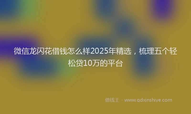 微信龙闪花借钱怎么样2025年精选，梳理五个轻松贷10万的平台
