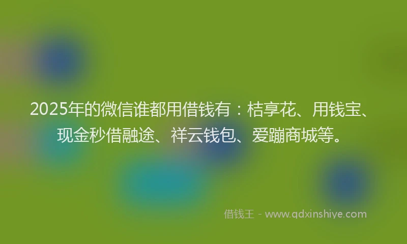 2025年的微信谁都用借钱有：桔享花、用钱宝、现金秒借融途、祥云钱包、爱蹦商城等。