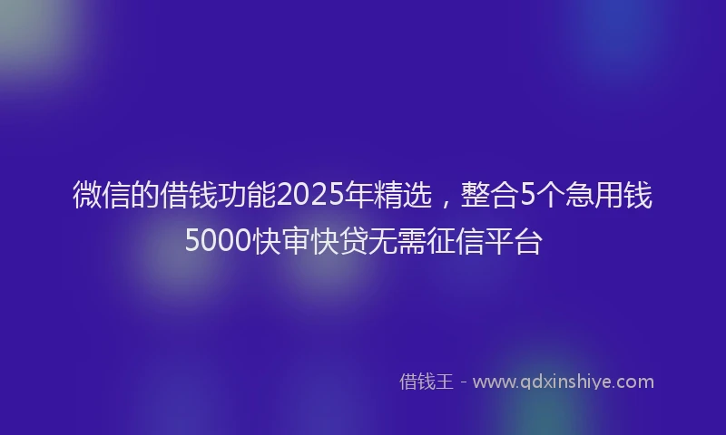 微信的借钱功能2025年精选，整合5个急用钱5000快审快贷无需征信平台