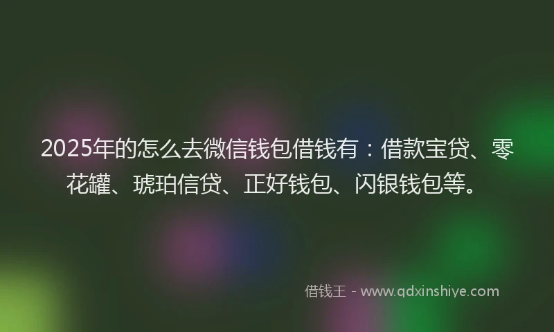 2025年的怎么去微信钱包借钱有：借款宝贷、零花罐、琥珀信贷、正好钱包、闪银钱包等。