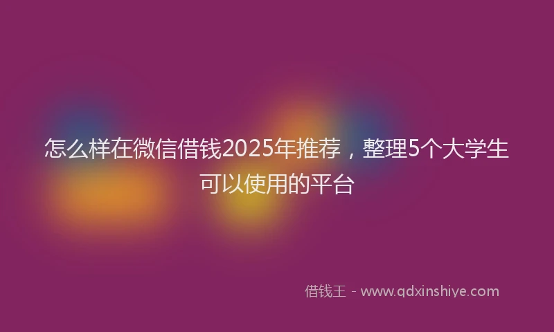 怎么样在微信借钱2025年推荐，整理5个大学生可以使用的平台