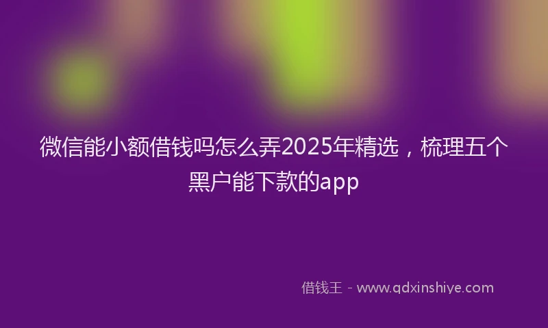 微信能小额借钱吗怎么弄2025年精选，梳理五个黑户能下款的app
