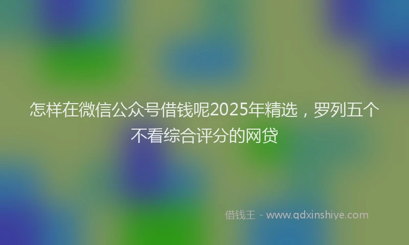 怎样在微信公众号借钱呢2025年精选，罗列五个不看综合评分的网贷