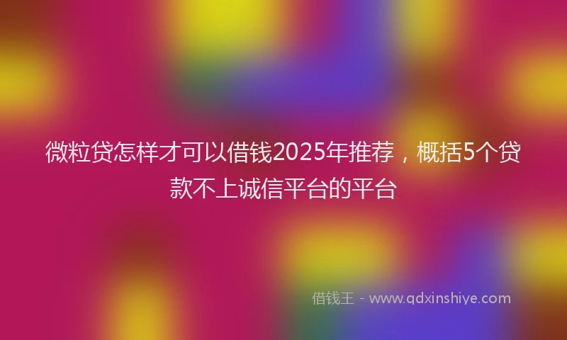 微粒贷怎样才可以借钱2025年推荐，概括5个贷款不上诚信平台的平台