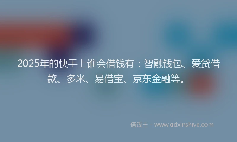 2025年的快手上谁会借钱有：智融钱包、爱贷借款、多米、易借宝、京东金融等。